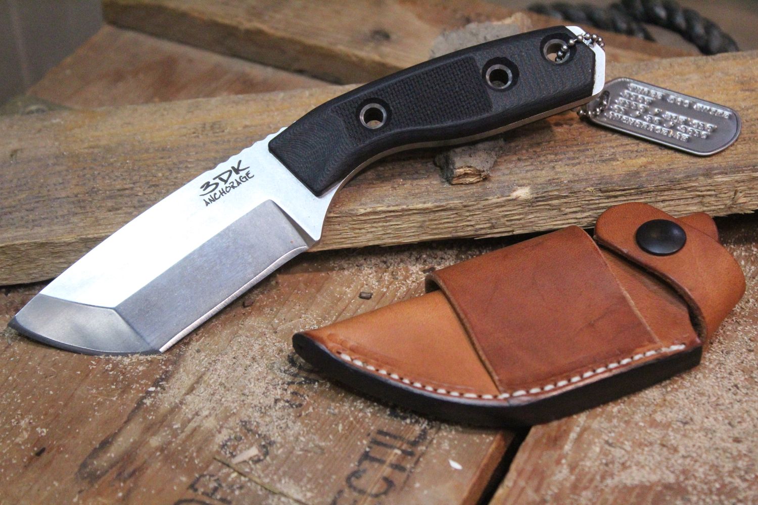 3DK Riot 3.7&quot; Fixed Tanto Point, K110 Blade / Black G10 handle