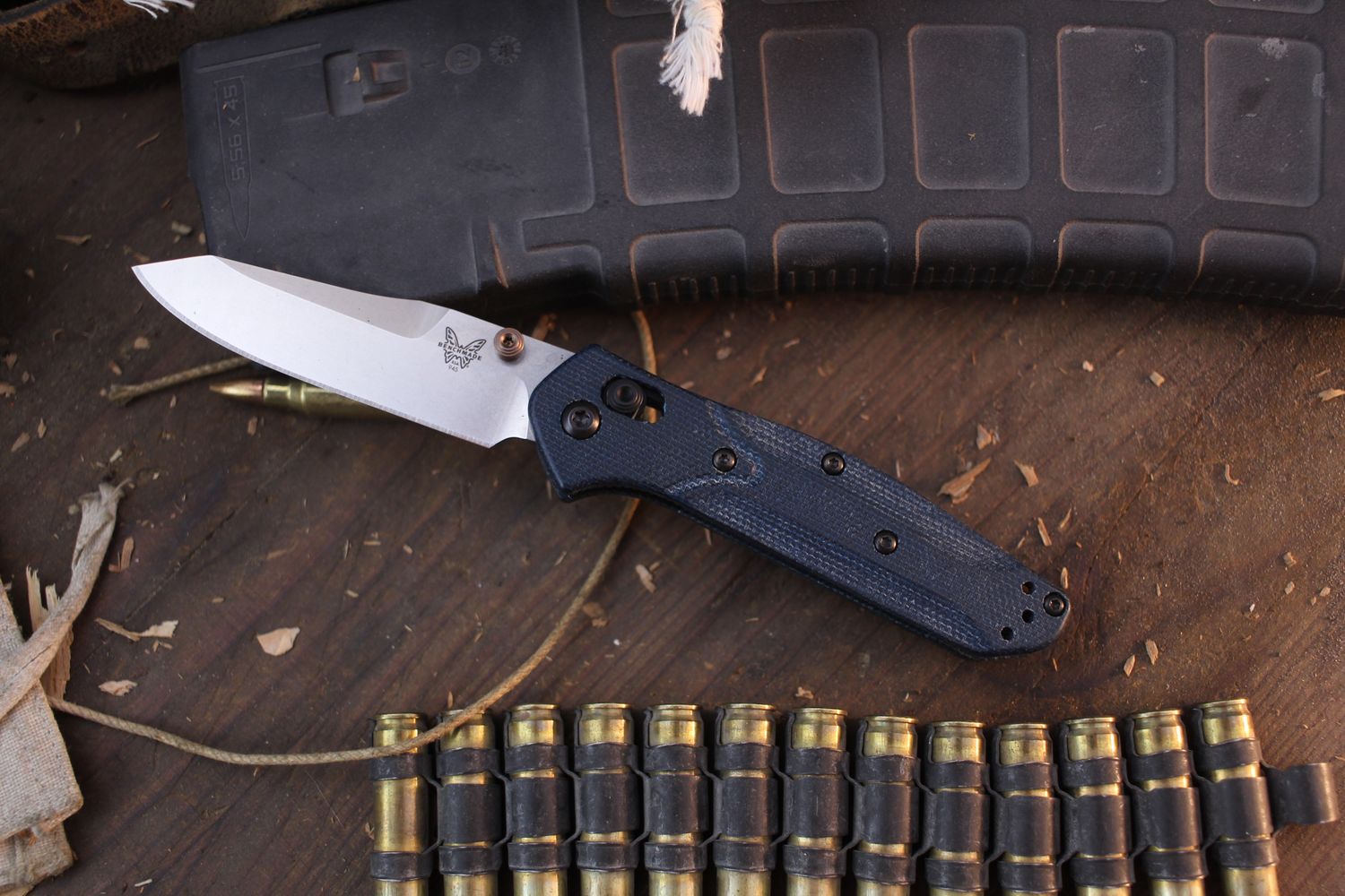 Benchmade Mini Osborne 2.9&quot; AXIS Lock Folder /  Denim Micarta / Stonewashed M390