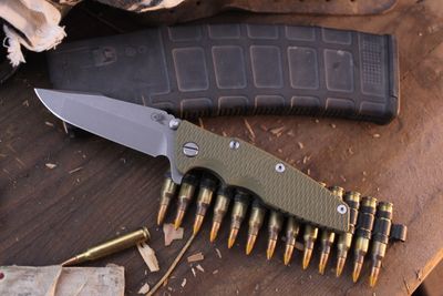 Hinderer Eklipse 3.5&quot; Framelock Flipper / OD Green G-10 &amp; Battle Bronze Titanium / Stonewashed Harpoon Spanto S45VN