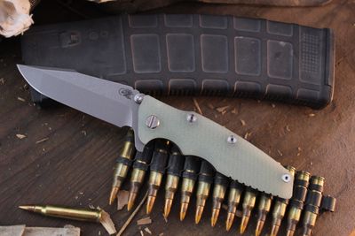 Hinderer Eklipse 3.5&quot; Framelock Flipper / Jade G-10 &amp; Battle Bronze Titanium / Stonewashed Harpoon Spanto S45VN