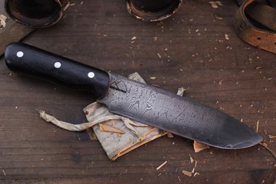 Highlands Forge 6&quot; Fixed Blade Camp Knife / Wenge / Alaskan Forged Ladder Damascus