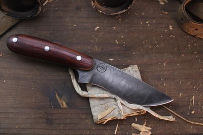 Highlands Forge Custom 5" Fixed Blade Mini Hunter / Jatoba / Alaskan Forged San Mai Highlands Forge Custom 5" Fixed Blade Mini Hunter / Jatoba / Alaskan Forged San Mai