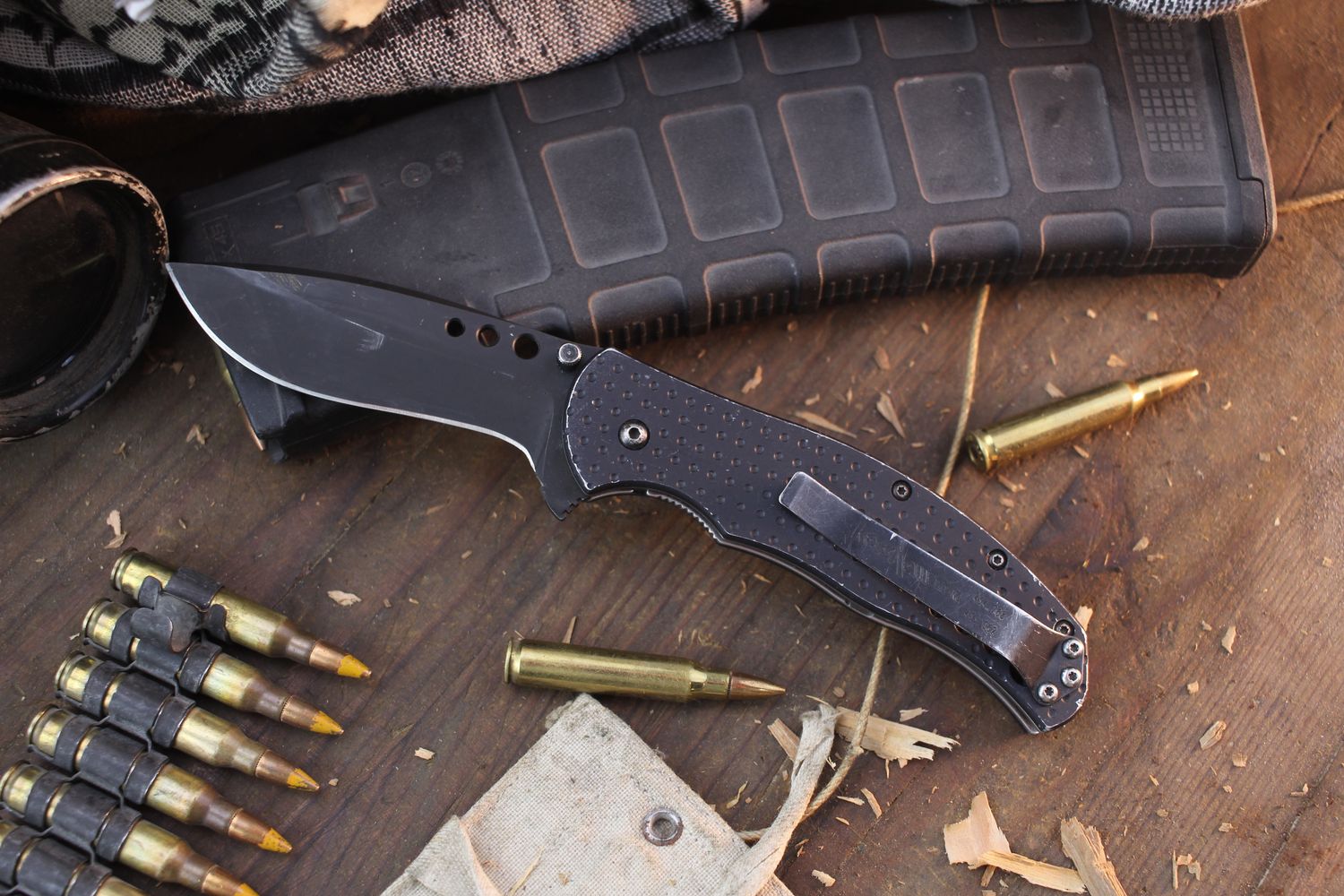 Kershaw Boa 3.365&quot; Assisted Linlerlock Flipper / Black Aluminum / Sterile Black CPM-440V ( Pre Owned )