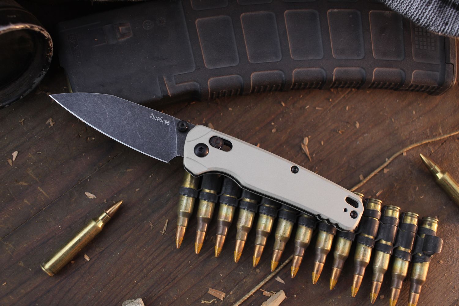 Kershaw Bel-Air 3.4&quot; Cross Bar Lock Folder / Silver Aluminum / Blackwash Magnacut 