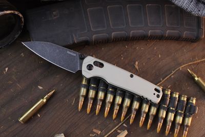 Kershaw Bel-Air 3.4&quot; Cross Bar Lock Folder / Silver Aluminum / Blackwash Magnacut 