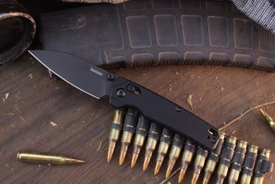 Kershaw Bel-Air 3.4&quot; Cross Bar Lock Folder  / Black Aluminum / Black MagnaCut