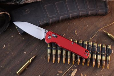 Kershaw Bel-Air 3.4&quot; Cross bar Lock Folder / Red Aluminum / Stonewash Magnacut