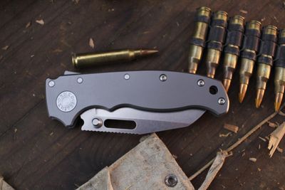 Demko AD20.5 Shark Foot 3.2&quot; Shark Lock Folder / Stonewashed Titanium / Stonewashed 20CV