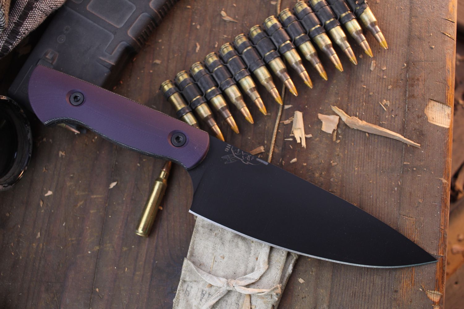 Half Face Blade Chef Jr. 6&quot; Chefs Knife / Purple G-10 / Black Cerakote S45VN