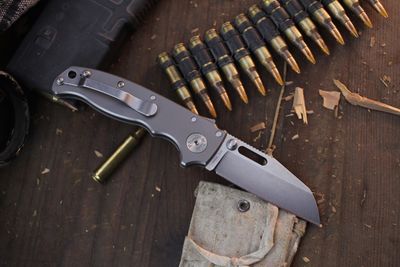 Demko AD20.5 Shark Foot 3.2&quot; Shark Lock Folder / Stonewashed Titanium / Stonewashed 20CV