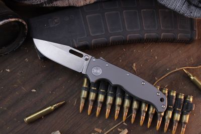 Demko AD20.5 Clip Point 3.2&quot; Shark Lock Folder / Stonewashed Titanium / Stonewashed 20CV