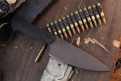 Half Face Blade Chef Jr. 6" Chefs Knife / Black G-10 / Acid Washed S45VN