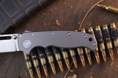 Demko AD20.5 Clip Point 3.2" Shark Lock Folder / Stonewashed Titanium / Stonewashed 20CV