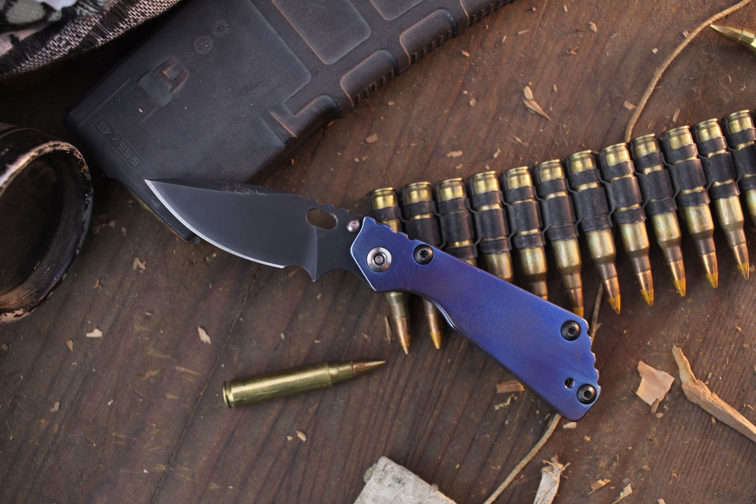 M. Strider MSC PT 2.85&quot; Framelock Folder / Purple Anodized Titanium / Black Magnacut ( Pre Owned )