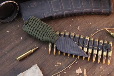 M. Strider Nail 3.5" Push Dagger / OD Green Paracord / Flamed Titanium ( Pre Owned )
