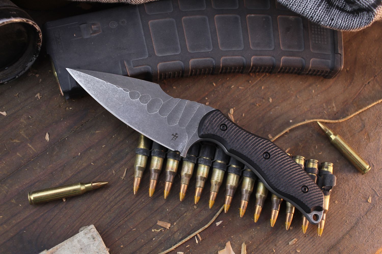 Borka Blades Custom SB1 4&quot; Fixed Blade / Carbon Fiber / Hand Ground Acid Washed M390 ( Pre Owned )