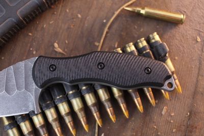 Borka Blades Custom SB1 4&quot; Fixed Blade / Carbon Fiber / Hand Ground Acid Washed M390 ( Pre Owned )