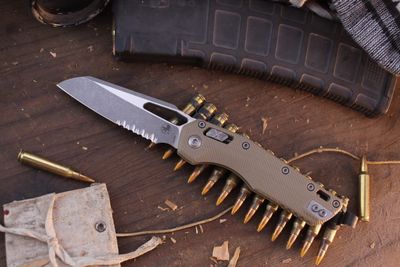 Microtech MSI 3.8" Ram-Lok Folder / Fluted Tan G-10 / Apocalyptic Serrated M390MK