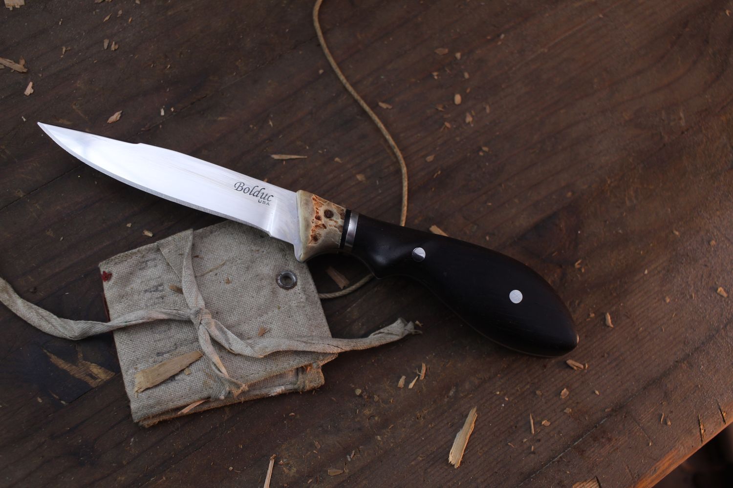 Bolduc Knives 3.75&quot; Clip Point Utility / Stag &amp; Ebony / Polished CTS-XHP ( Pre Owned )
