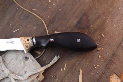 Bolduc Knives 3.75" Clip Point Utility / Stag &amp; Ebony / Polished CTS-XHP ( Pre Owned )