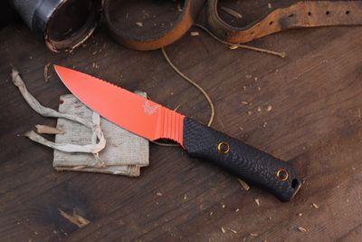 Benchmade Raghorn 4&quot; Fixed Blade Hunter / Carbon Fiber / Orange CPM Cru-Wear ( Pre Owned )