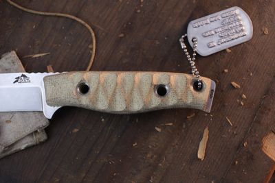 3DK MAK 4" Fixed Drop Point, M390 Blade / Natural Canvas Micarta handle