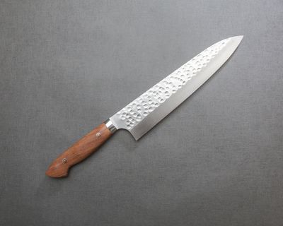 Kato Yoshimi Hand Crafted 8.26&quot; Gyuto / Cherry Wood / Hammer Finished R2 &amp; SG2 Core San Mai ( Pre Owned )