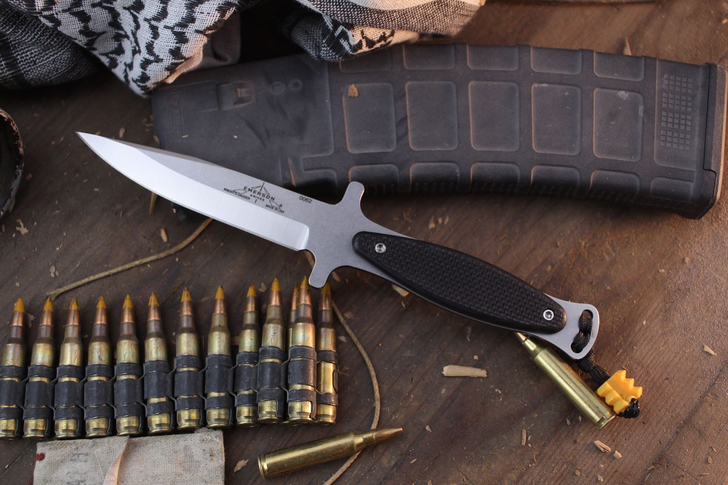 Emerson Knights Dagger SF 4.25&quot; Fixed Blade / Black G-10 / Stonewashed 154CM ( Pre Owned )