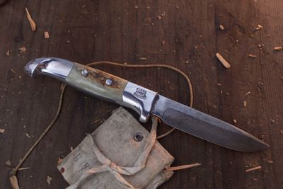 Ruana Knives 5AD 6 Piece Steak Knife Set  / Stag Horn &amp; Cast Aluminum / Satin High Carbon Steel ( Pre Owned )