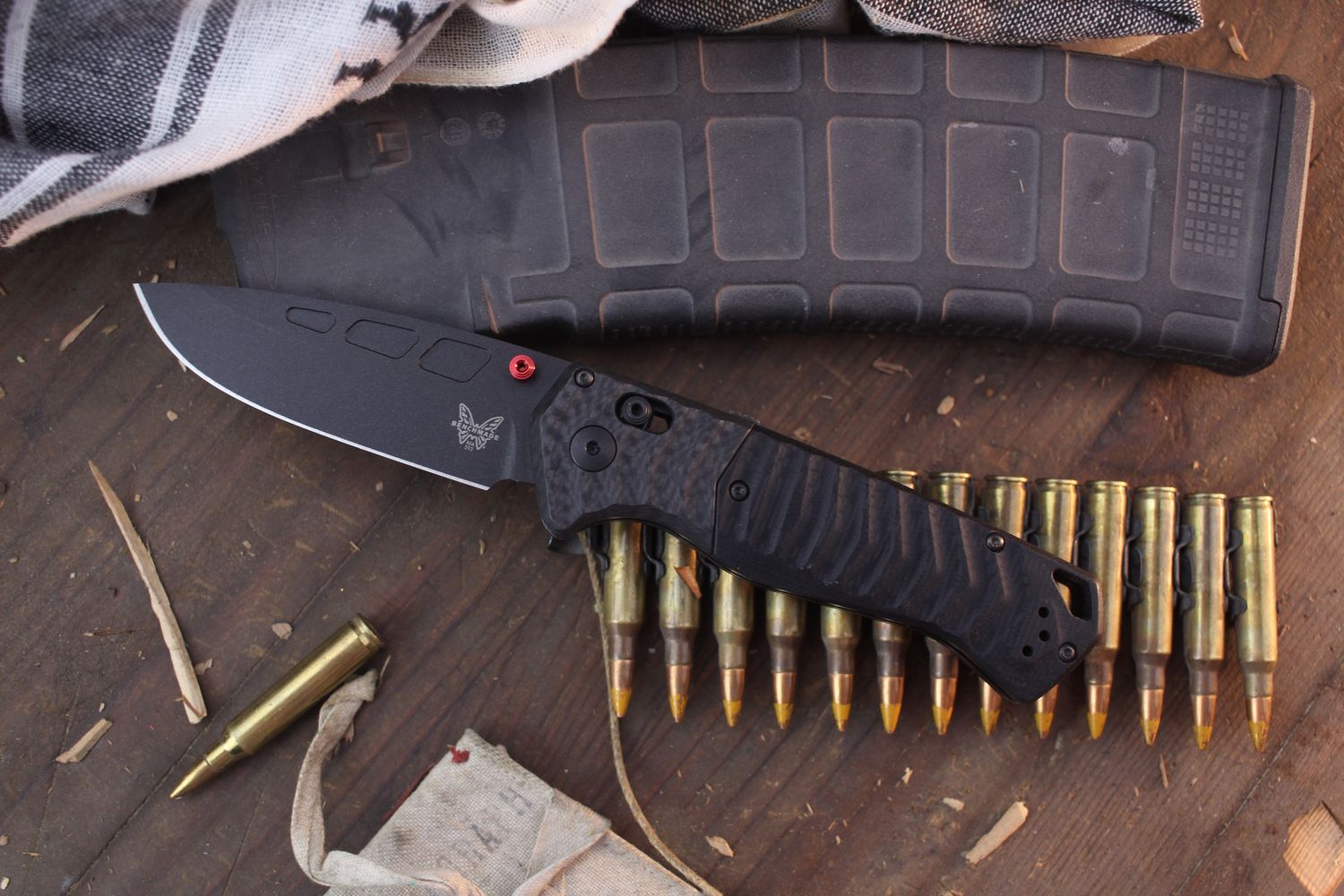Benchmade PSK 3.4&quot; AXIS-Assist Folder / Black G-10 &amp; Carbon Fiber / Black Magnacut ( Pre Owned )