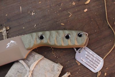 3DK Riot 3.7" Fixed Tanto Point, Desert Tan Cerakote K110 Blade / OD Green G10 Handle ( Pre Owned )