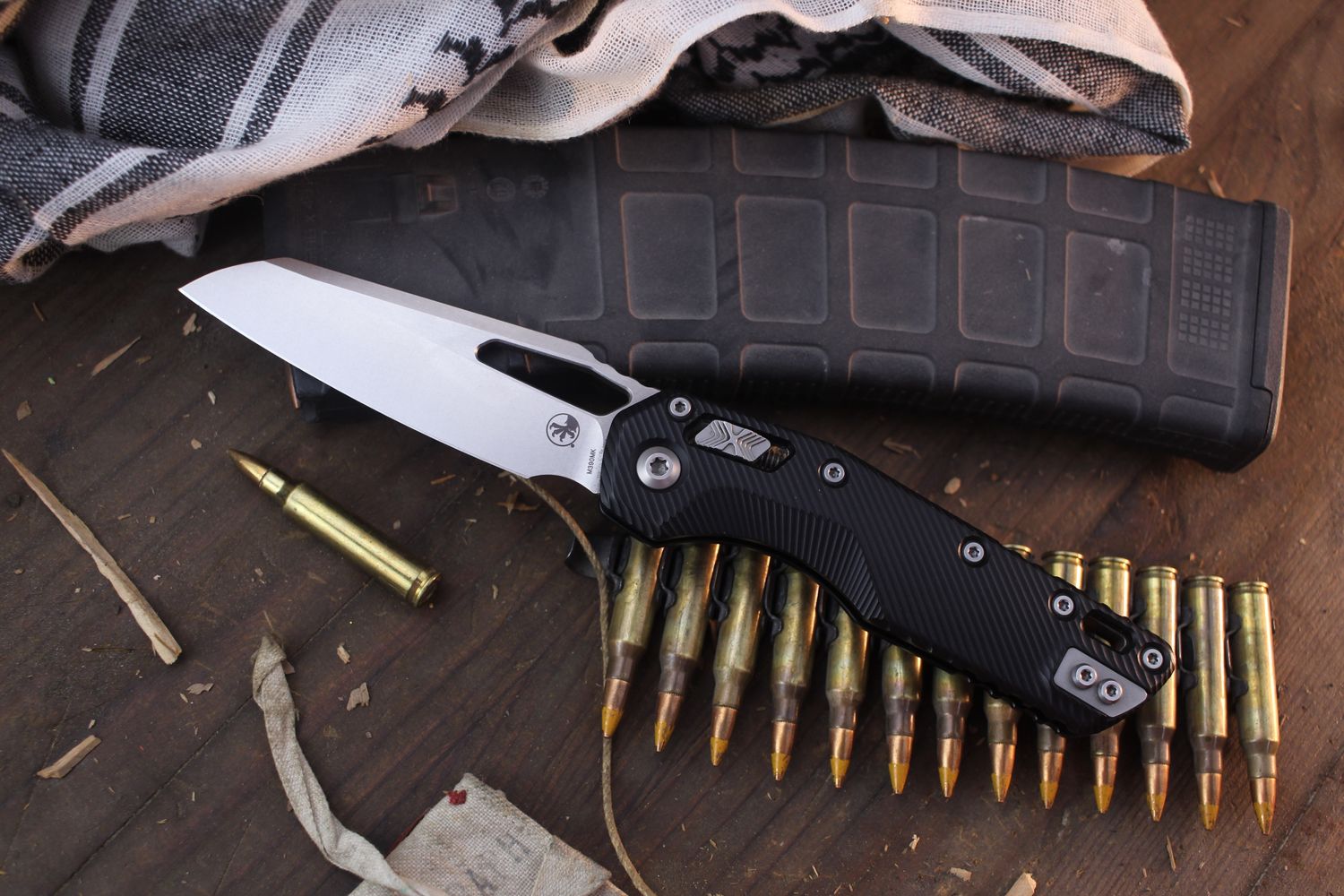 Microtech MSI 3.8&quot; Ram-Lok Folder / Fluted Black Aluminum / Stonewashed M390MK ( Pre Owned )