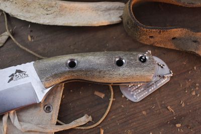 3DK Riot 3.7" Fixed Modified Tanto, Stonewashed K110 Blade / Elk Handle