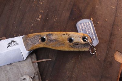 3DK Riot 3.7" Fixed Tanto Point, K110 Blade / Walrus Jaw Bone Handle