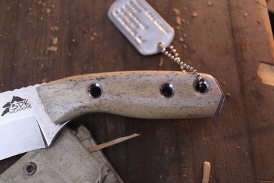3DK Riot 3.7" Fixed Modified Tanto, Stonewashed K110 Blade / Oosik Handle