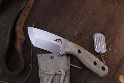 3DK Riot 3.7" Fixed Modified Tanto, Stonewashed K110 Blade / Oosik Handle