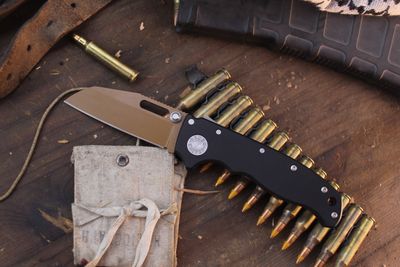 Demko AD20.5 Shark Foot 3.2&quot; Shark Lock Folder / Black Cerakote Titanium / Burnt Bronze Cerakote 20CV