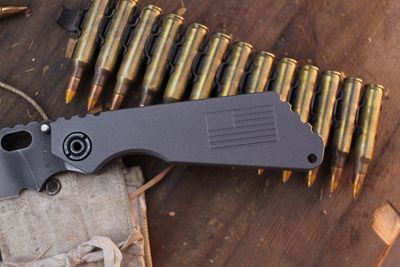 Strider Knives SNG Fatty 3.5" Framelock Folder / Flag Machined Titanium / Tiger Stripe 20CV ( Pre Owned )