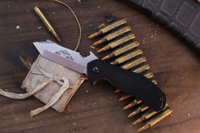 Emerson Bulldog SF 3.2&quot; Wave Hook Linerlock Folder  / Black G-10 / Stonewash 154CM ( Pre Owned )