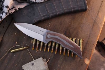 Reate T4000 3.8" Framelock Flipper / Titanium &amp; Natural Micarta / Satin M390 ( Pre Owned )