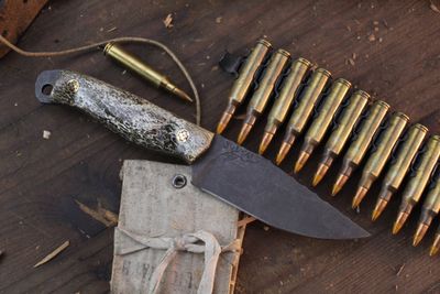 HFB Custom NK Exclusive  Featherlight #1 3.35” Fixed Blade / Oosik &amp; Mosaic Pins / Acid Washed S45VN