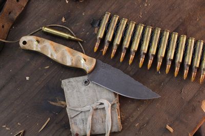 HFB Custom NK Exclusive  Featherlight #3 3.35” Fixed Blade / Oosik &amp; Mosaic Pins / Acid Washed S45VN