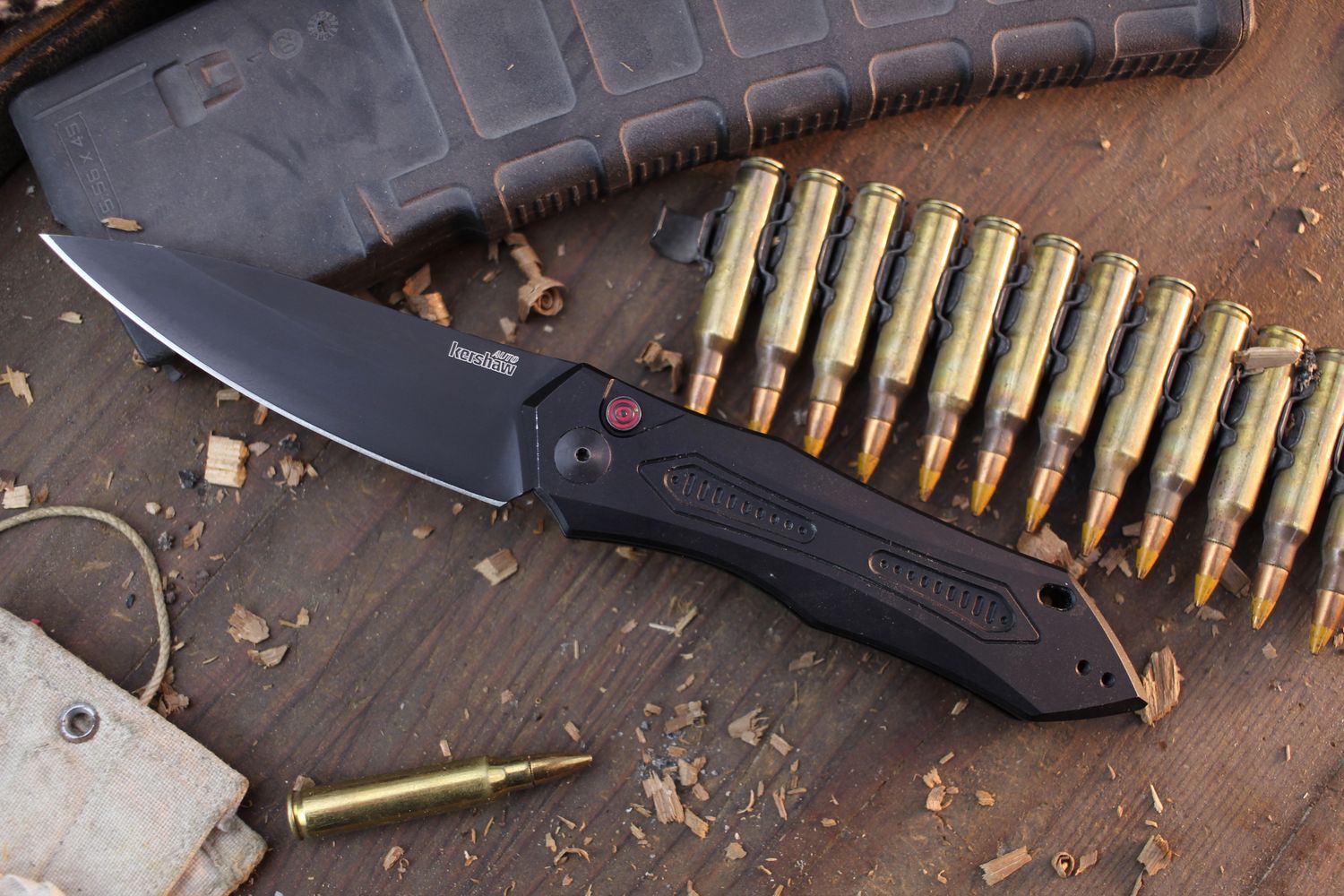 Kershaw Launch 6 3.75&quot; Auto Folder / Black Aluminum / Black CPM-154 ( Pre Owned )