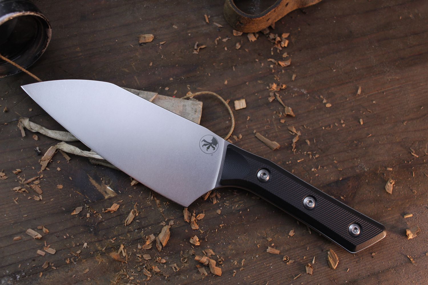 Microtech Kitchen 6&quot; Santoku / Black G-10 / Stonewashed M390MK