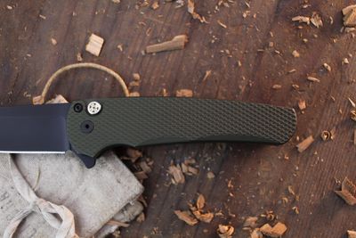 Pro-Tech NYCKS Malibu 3.3" Button Lock Flipper / Green Textured Aluminum / Black CPM-MagnaCut ( Pre Owned )