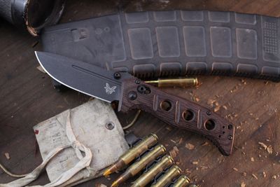 Benchmade Shot Show Limited Edition Mini Adamas 3.3&quot; Axis Lock Folder / Burgundy Micarta / Black CruWear ( Pre Owned )