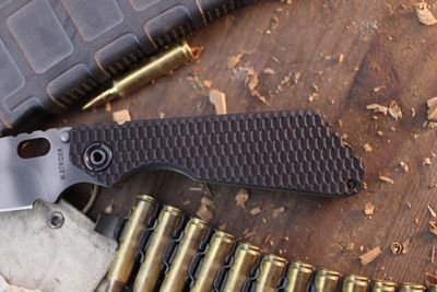 Strider SNG 3.75" Framelock Folder / Black Aluminum Gunner Grip &amp; Flamed Ti / Tiger Stripe PSF27 ( Pre Owned )