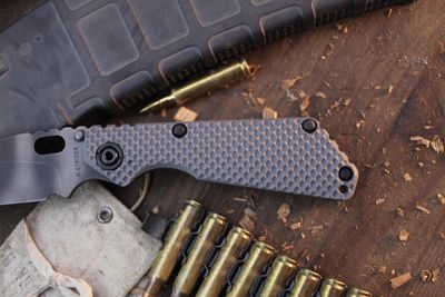 Strider SNG 3.75" Framelock Folder / Grey G-10 Gunner Grip &amp; Flamed Ti / Tiger Strip CPM-154 ( Pre Owned )