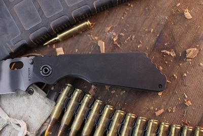 Strider Knives SMF 4" Framelock Folder / Black Aluminum &amp; Flamed Titanium / Tiger Stripe MagnaCut ( Pre Owned )