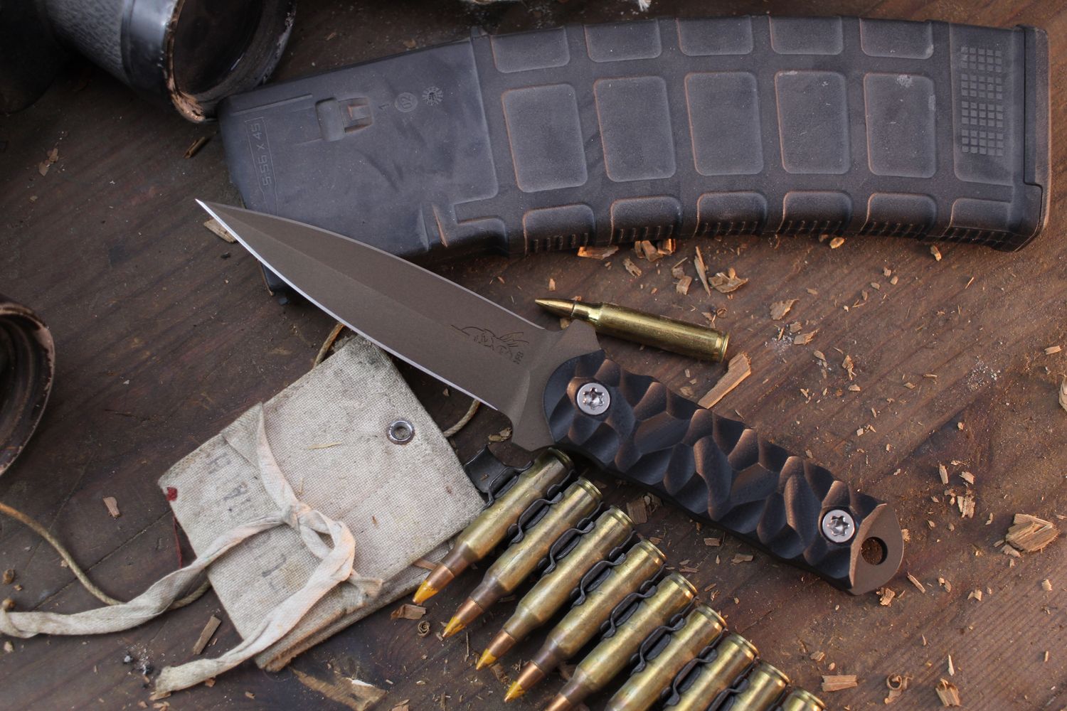 Half Face Blade COMBAT 4&quot; Fixed Dagger / Black G-10 / Midnight Bronze Cerakote S45VN